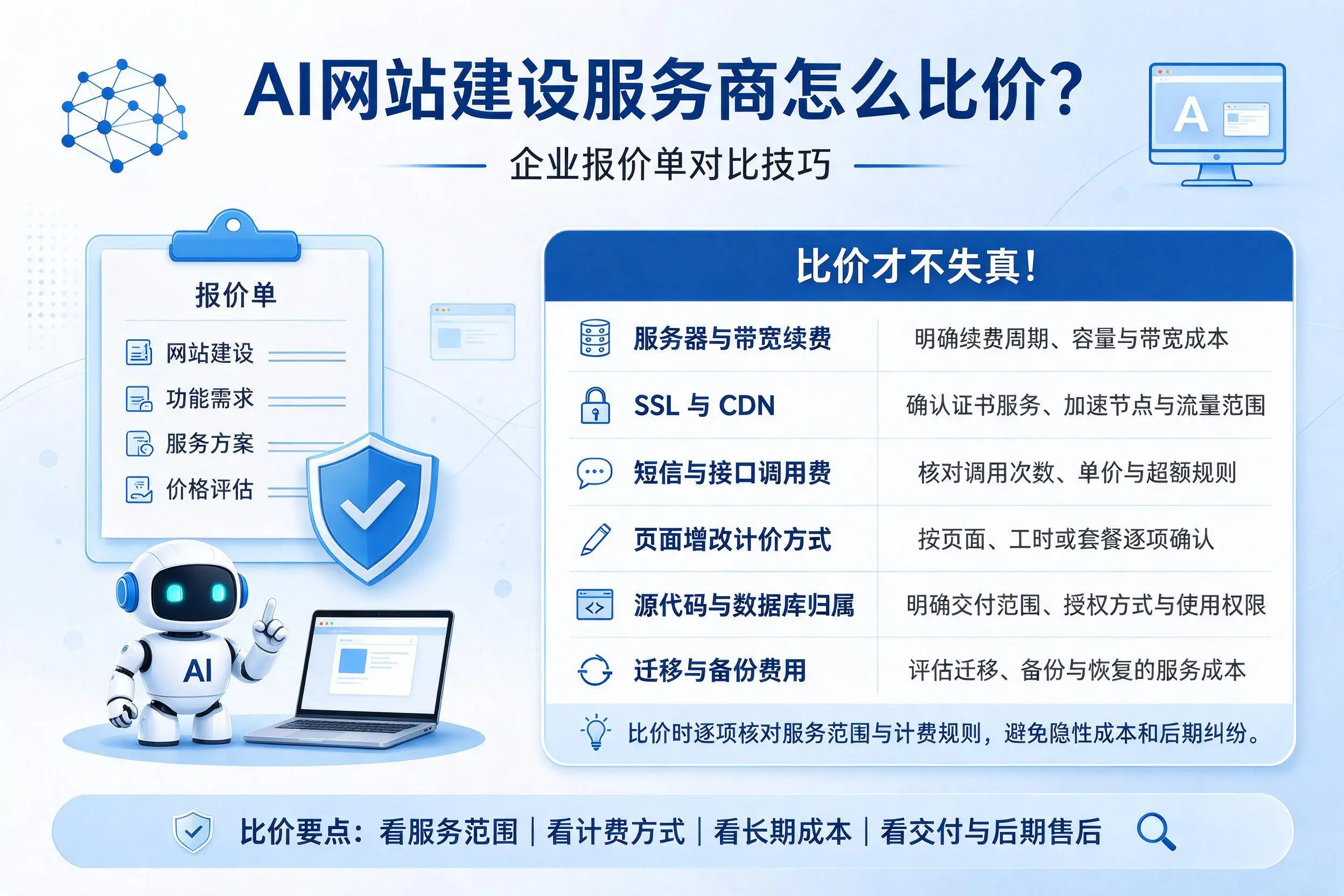 AI网站建设服务商怎么比价?拉萨企业报价单对比技巧