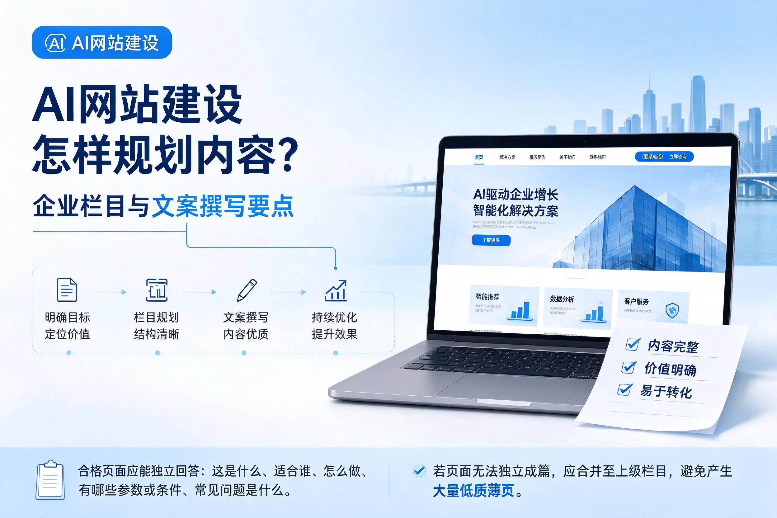 AI网站建设怎样规划内容？拉萨企业栏目与文案撰写要点